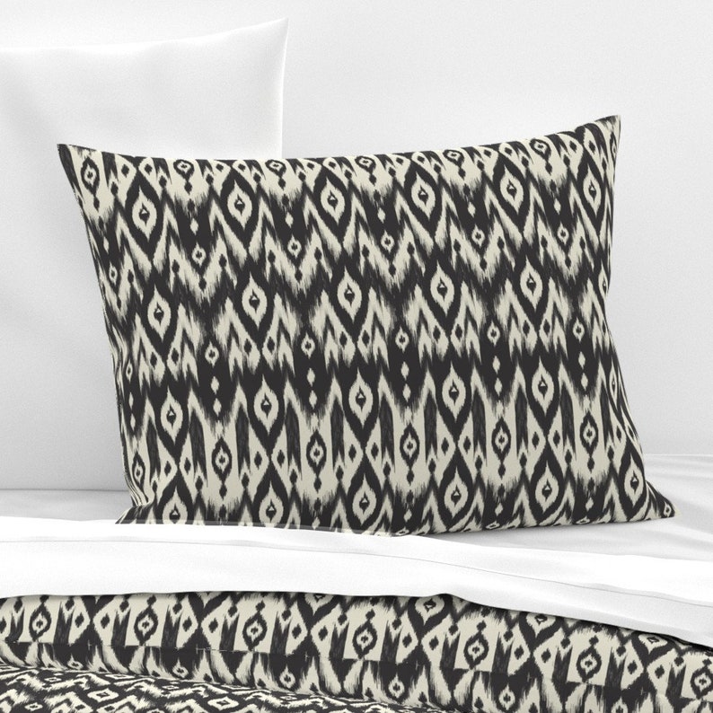 Boho Pillow Sham Black & Cream Tribal Ikat by Etsy