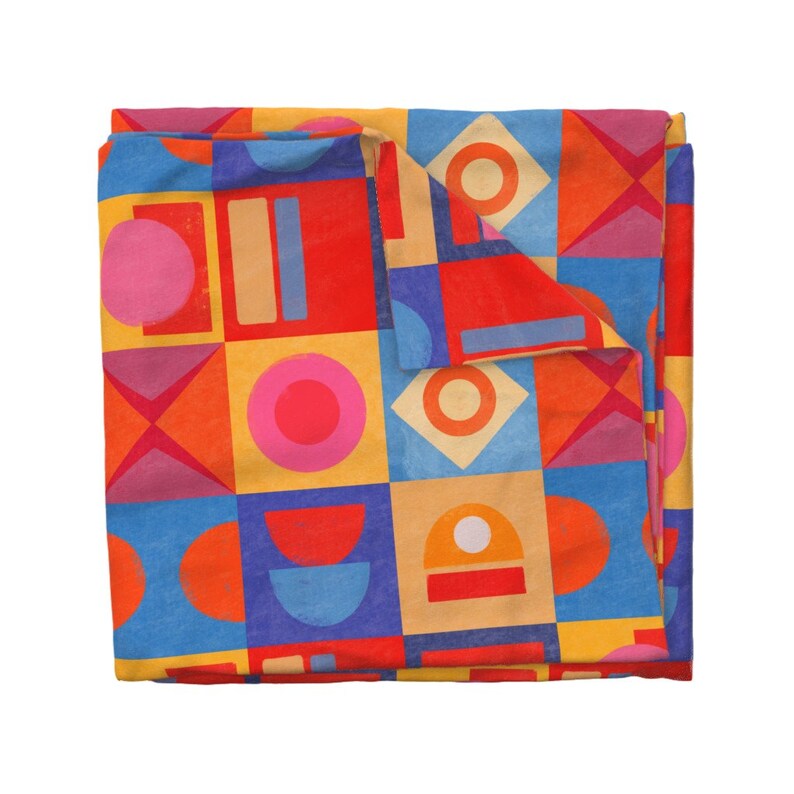 Bright Retro Geo Duvet Cover Retro Colour Block by Etsy