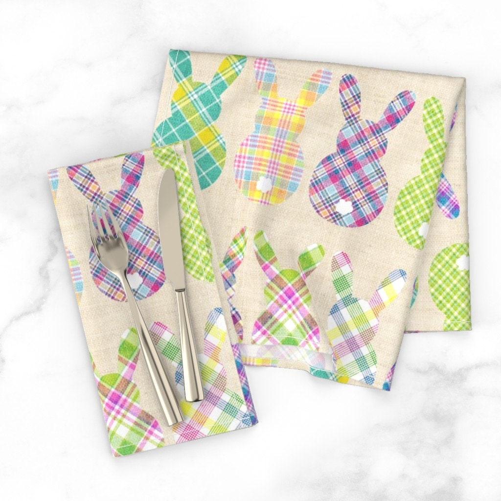 Discover Rabbits Plaid Gingham Egg Napkins