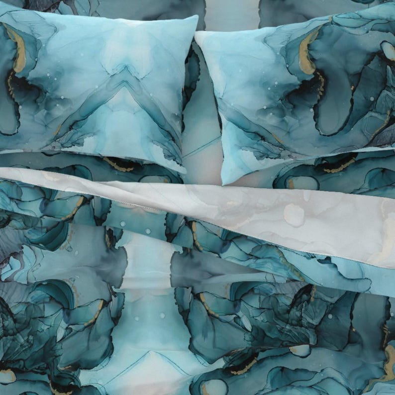 Abstract Sheet Set Abstract Sheets - Ocean Marble Large by Dailymiracles - Ocean Fluid ...