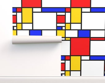 Geometric Commercial Grade Wallpaper Mondrian By Etsy 日本