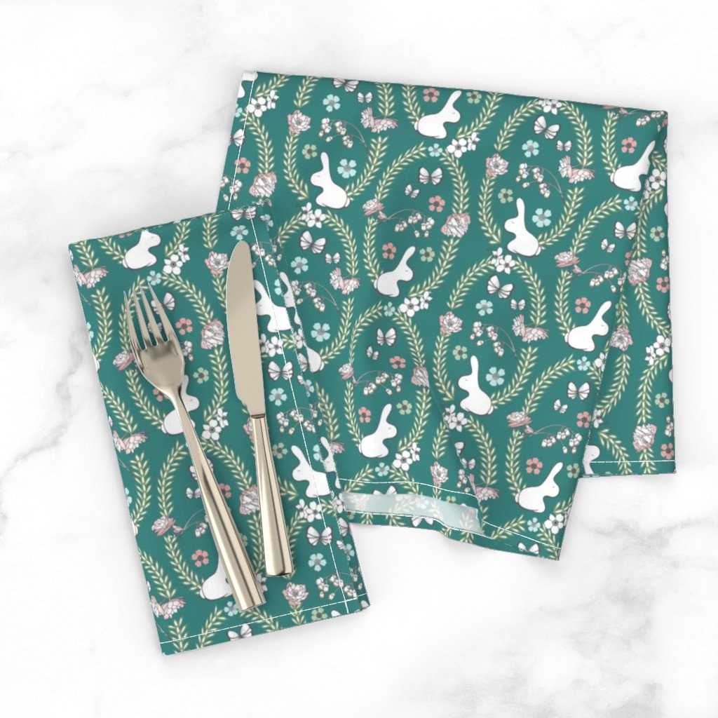 Discover Woodland Rabbits  - Easter Flora And Fauna - Butterflies Nature Woodland Napkins