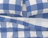 Rustic Buffalo Check Sheets - 6 quot Buffalo Plaid by danika_herrick - French Blue White Cotton Sateen Sheet Set Bedding by Spoonflower