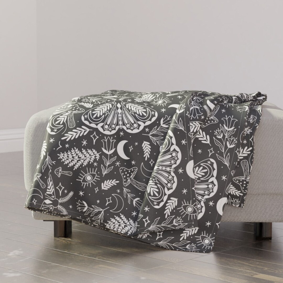 Gothic Botanical Throw Blanket Whimsigoth Moth by Taylorshannondesigns ...