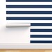 Navy Stripes Wallpaper - Preppy Stripes - Deep Navy by drapestudio - Nautical Lines Coastal Large Scale Wallpaper Double Roll by Spoonflower