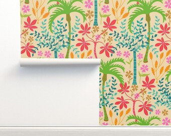 Tropical Botanical Commercial Grade Wallpaper - Tropicalia by unblinkstudio-by-jackietahara - Colorful Wallpaper Double Roll by Spoonflower