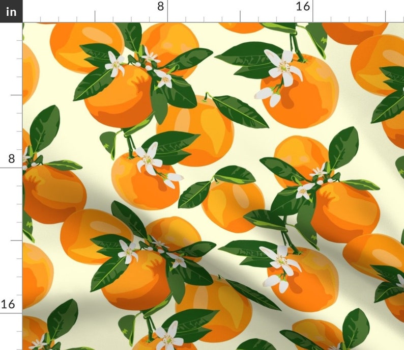 Citrus Curtain Panel Oranges And Blossoms On Cream Ii by kaileyhawthorn Summer Fruit Oranges Food Custom Curtain Panel by Spoonflower