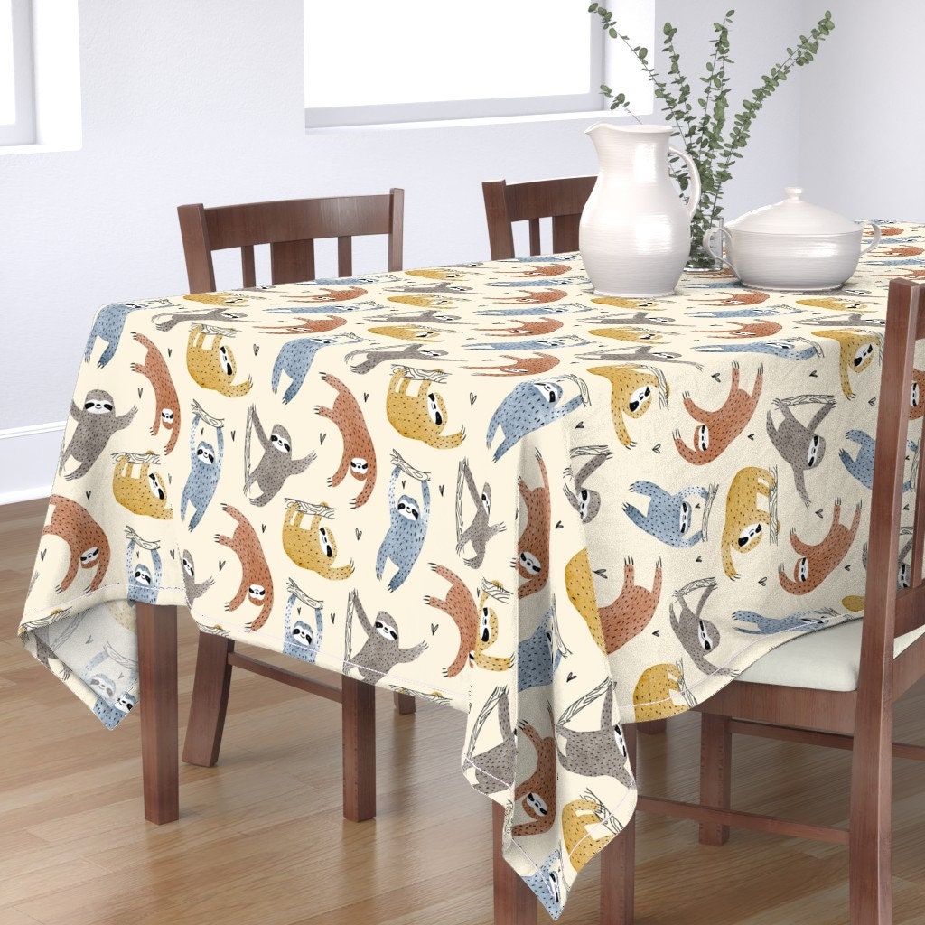 Aquarelle Paresseux Nappe - avec Amour Par Daria_Nokso Safari Animals Gender Neutral Love Cotton Sat