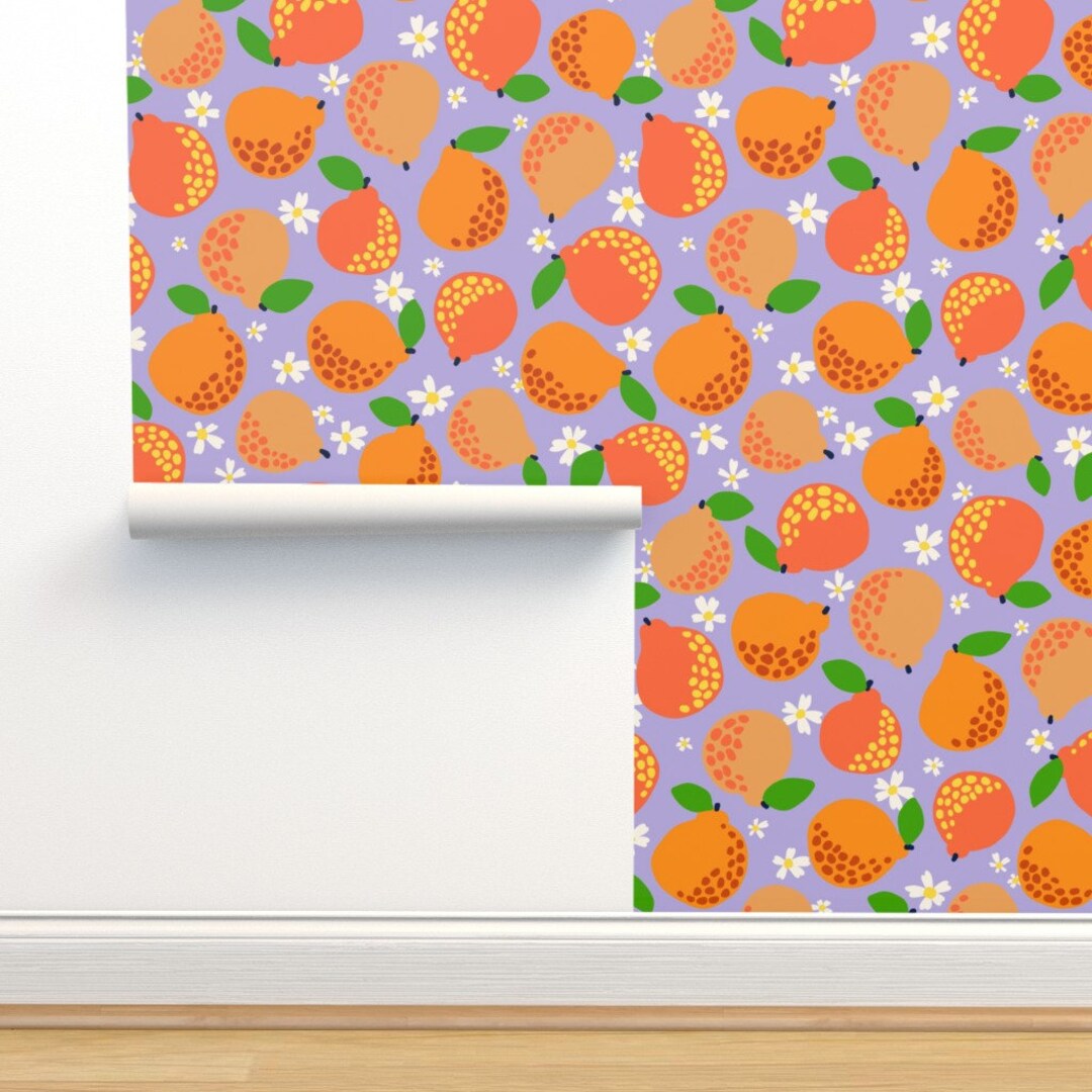 Tangerine Commercial Grade Wallpaper Hallabong Lavender by Etsy