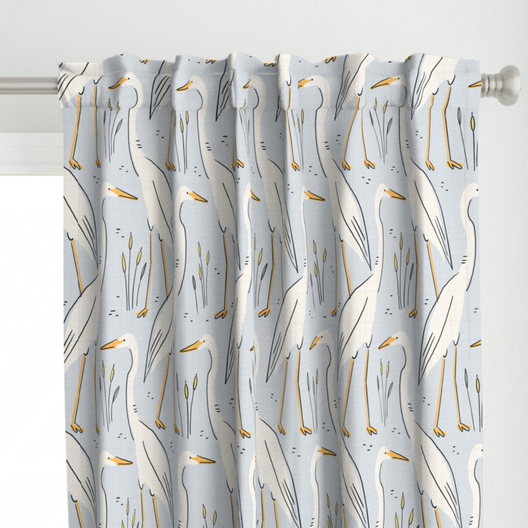 Coastal Heron Curtain Panel Harry the Heron by Amy_maccready Marsh Lake