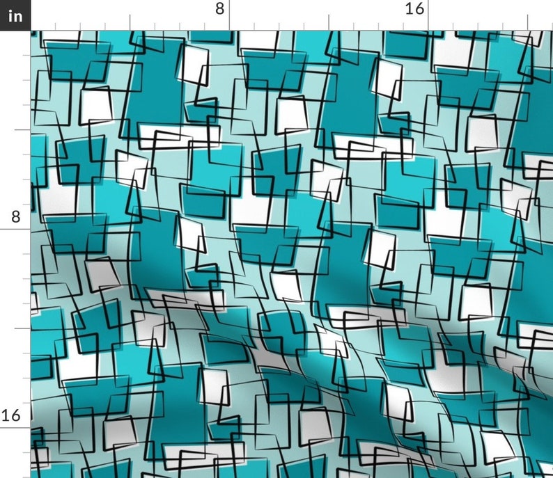 aquaturquoise Mobox Repeat Water Cool Aqua Mod Cotton Sateen Table Runner by Spoonflower Turquoise Table Runner by tonyanewton