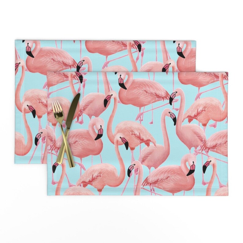 Modern Beach House Placemats set of 2 Flamingo blue by Etsy