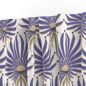 Periwinkle Geometric Curtain Panel - Elegant Botanical Purple Blue Trending 2022 Color Custom Curtain Panel - Geometric Lotus by garabateo - image 3