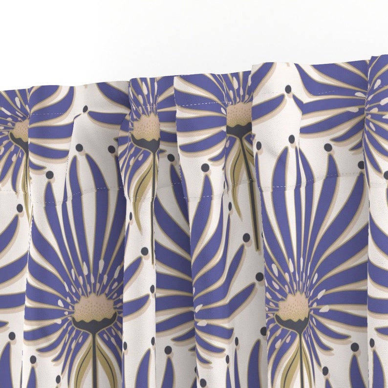 Periwinkle Geometric Curtain Panel - Elegant Botanical Purple Blue Trending 2022 Color Custom Curtain Panel - Geometric Lotus by garabateo - image 3