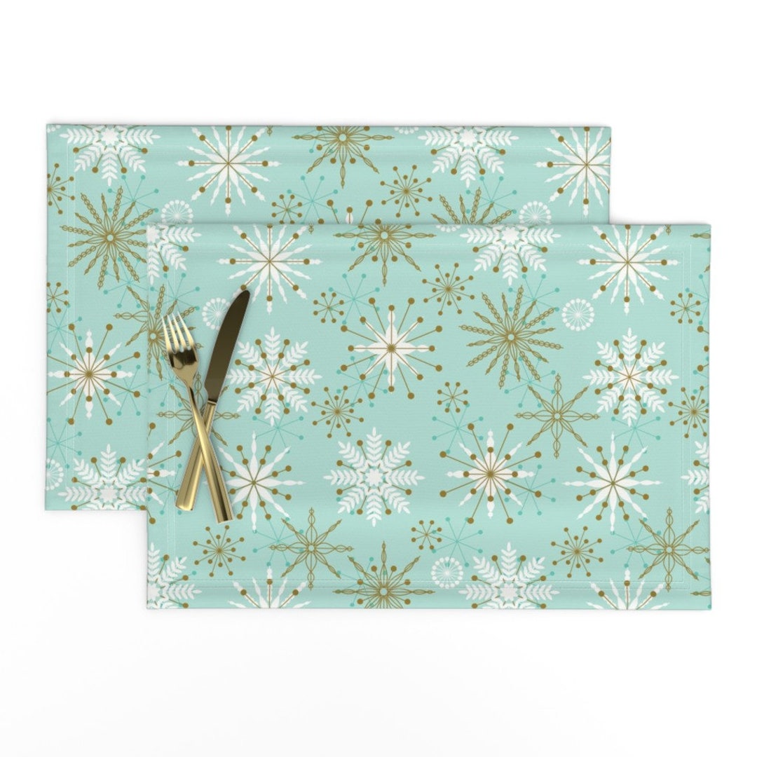 Retro Snowflakes Placemats set of 2 Frosty Flakes by Etsy