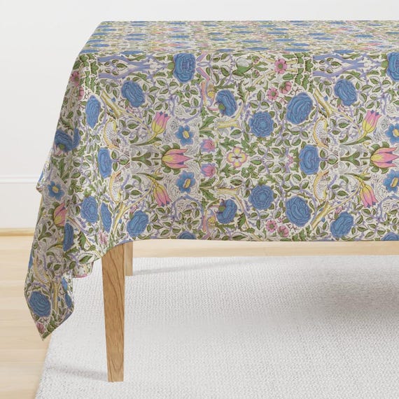 Vintage Blue Rose Damask Table Linen Made in Ireland Vintage Blue Rose Damask Table Linen Made in Ireland