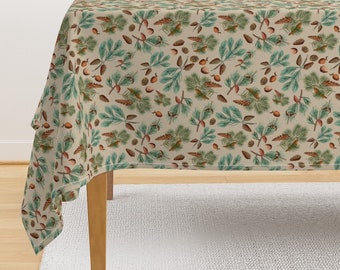 Retro Christmas Tablecloth - Vintage Holly Green by utart - Vintage Holiday Botanical Winter Cottage Cotton Sateen Tablecloth by Spoonflower
