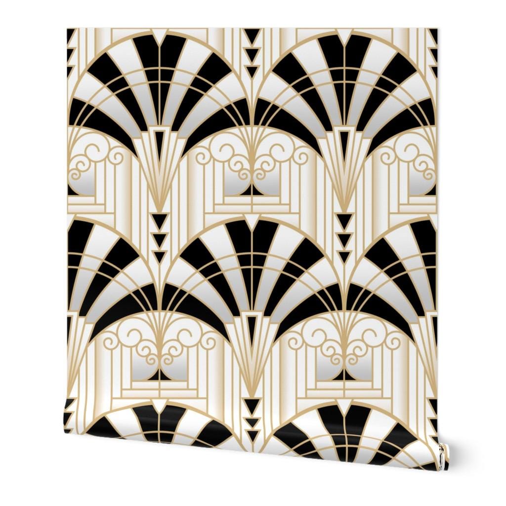 20s Architecture Non-pasted Wallpaper Line Art Black White B&w Fan ...