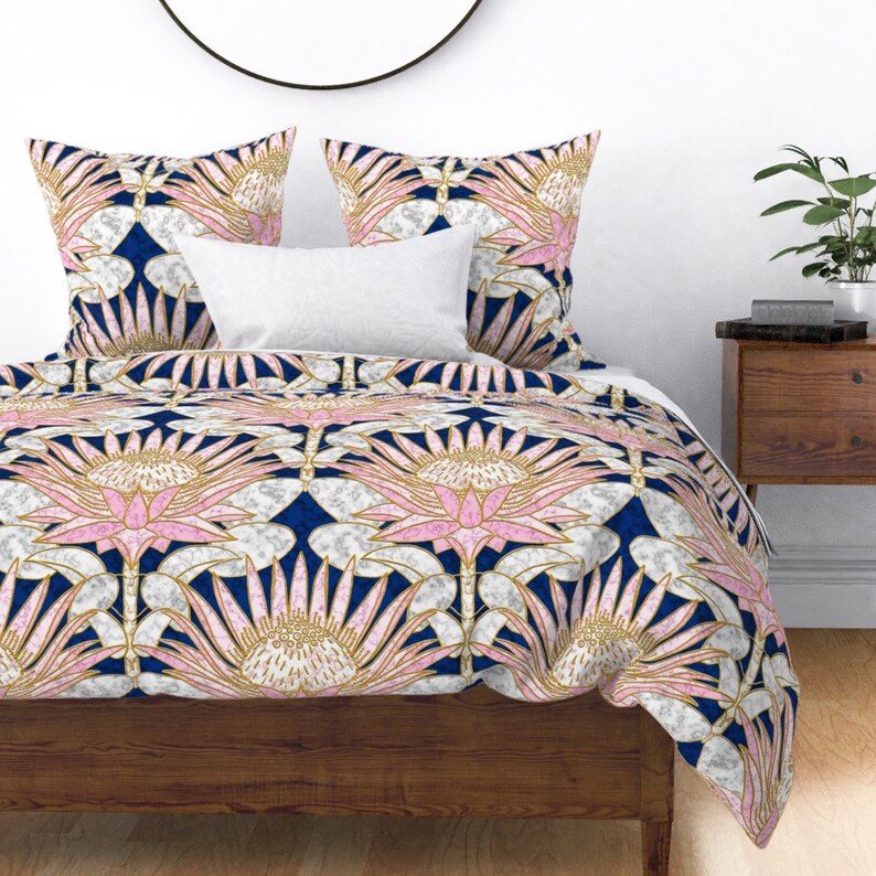 Deco Duvet Cover Blush Protea Art Deco by helenpdesigns Etsy