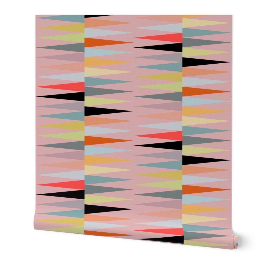 Mcm Wallpaper Dp-pink2700 by Kurtcyr Geometric Abstract | Etsy