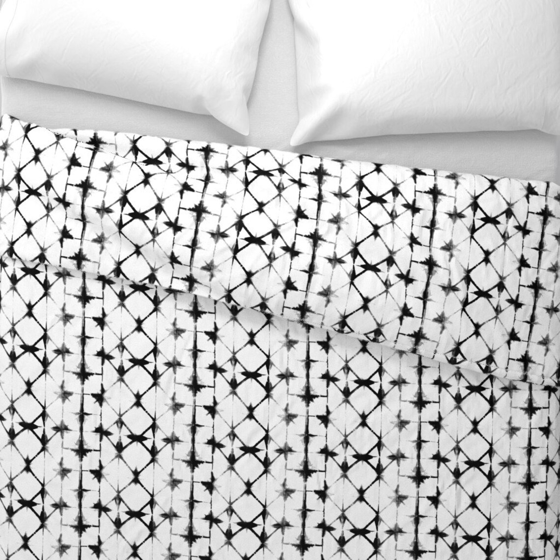 Boho Duvet Cover Shibori 13 Black & White by Jillbyers Etsy
