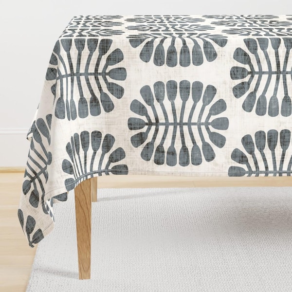 Obrus w stylu Mid Century Nature – Seeded Slate Large od holli_zollinger – Mod Grey – geometryczny obrus z satyny bawełnianej od Spoonflower