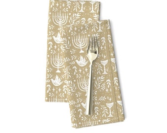 Menorah Dinner Napkins (Set of 2) - Hanukkah Gold by rose_lindo - Gold Holiday Hanukkah Chanukah Peace Candles Cloth Napkins by Spoonflower