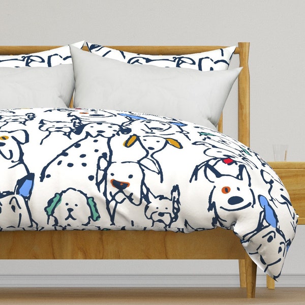 Whimsical Bedding - Pop Doodle Dogs by shellyturnerdesigns - Dog Doodle Large Scale Cotton Sateen Duvet Cover OR Pillow Shams by Spoonflower