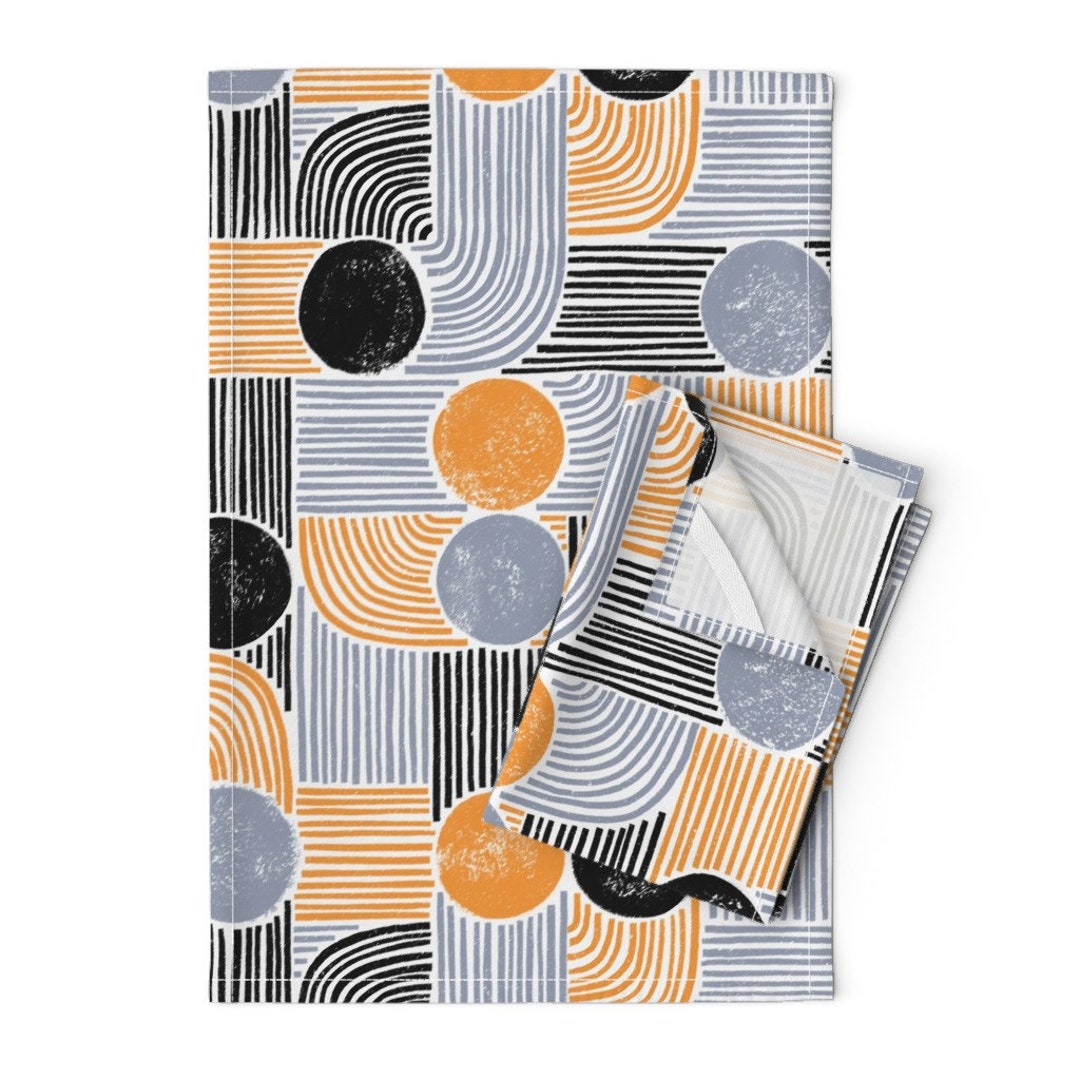 Geometry Tea Towels set of 2 Dots & Stripes by Aaron_gallen Bauhaus