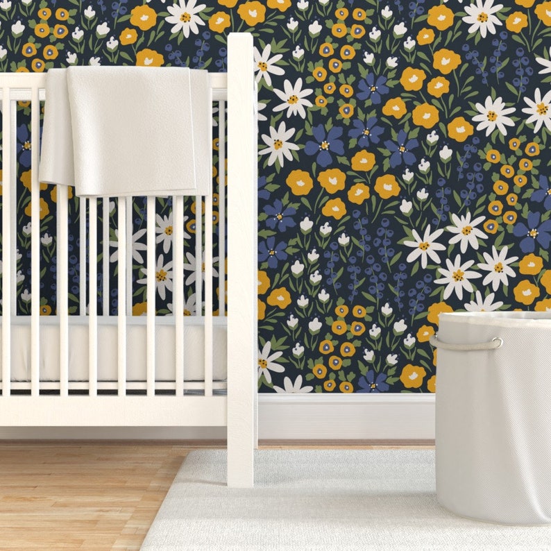 Vintage Ditsy Floral Wallpaper Midsummer Blooming by Etsy