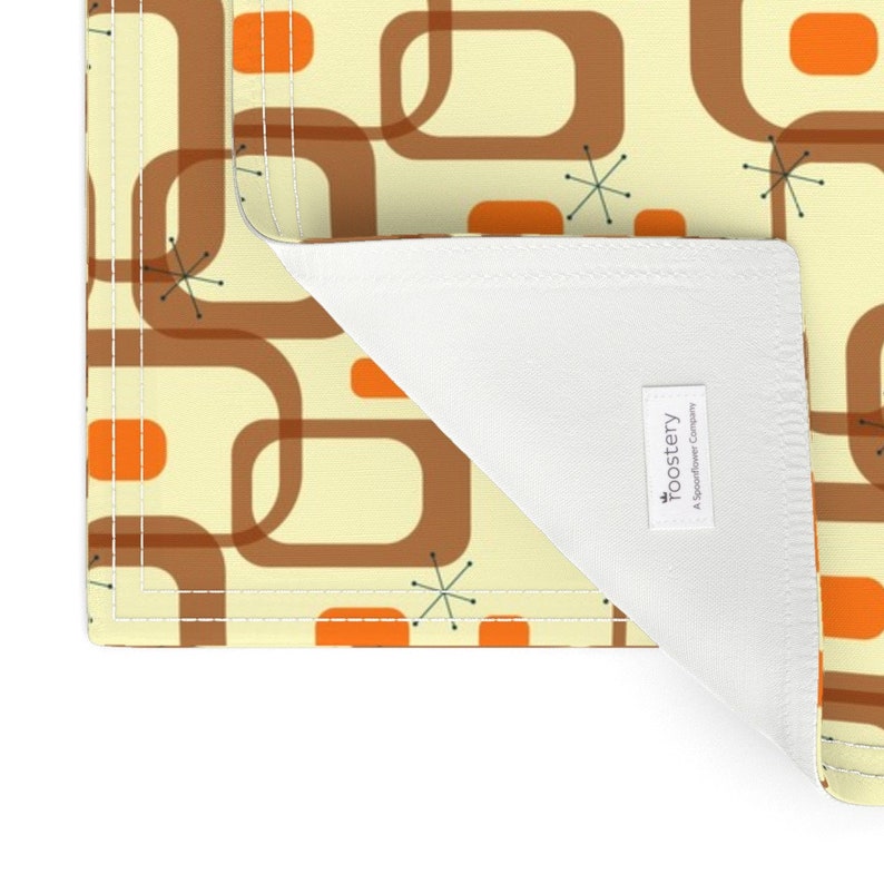 Cloth Placemats Mid Century Modern Geometric Atomic Squares Retro Set of 2