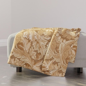 William Morris Decke - Acanthus von utart - Florale Vintage Brownmcreme Kunsthandwerks-Überwurf-Decke mit Löffelblumen-Stoff
