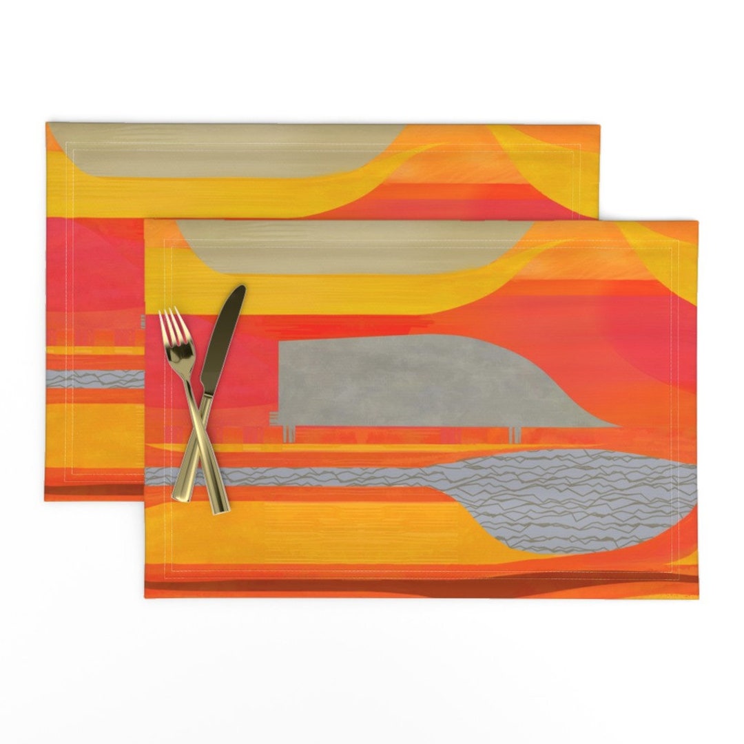 Mid Century Modern Placemats set of 2 Plateau Painting Etsy