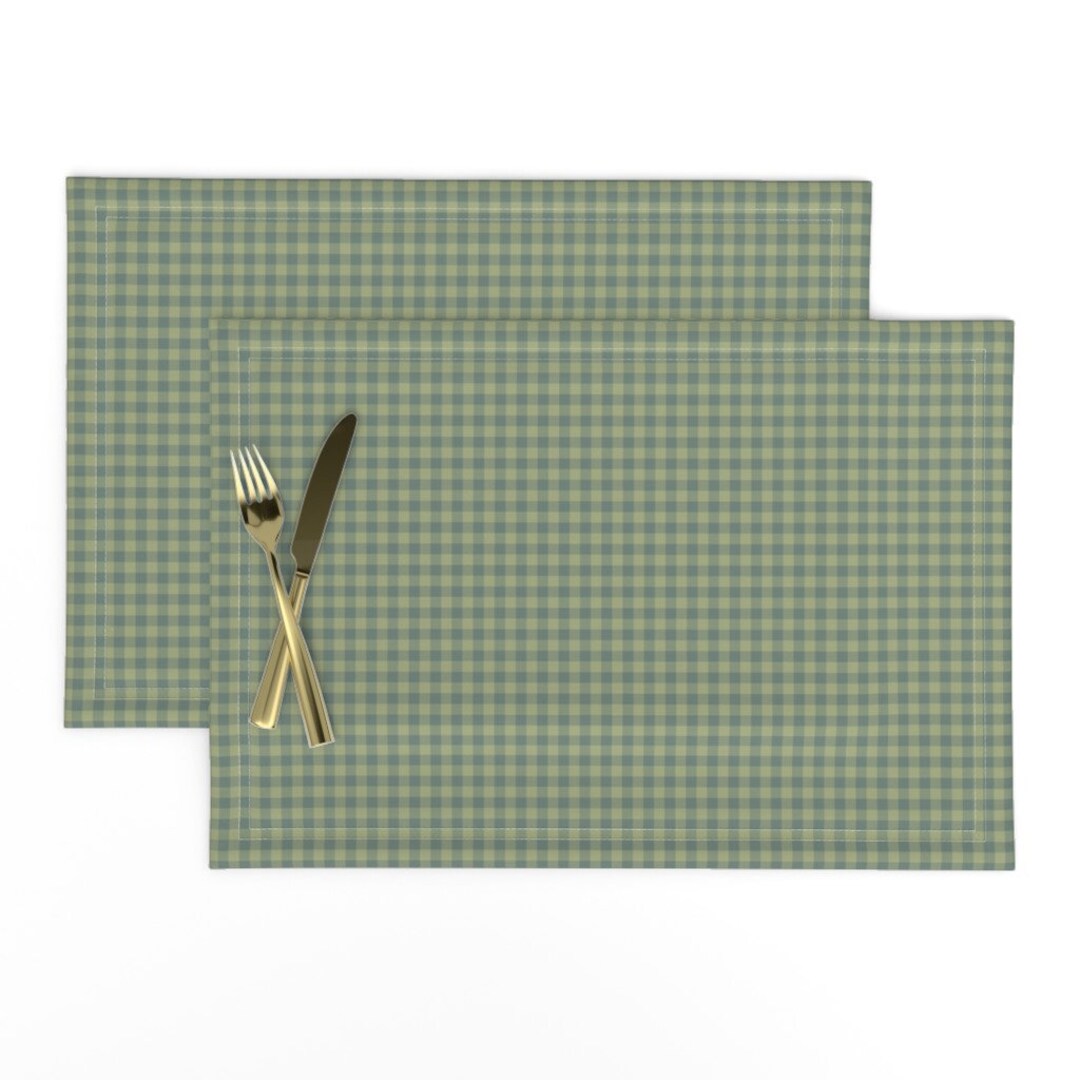 Sage Green Check Placemats set of 2 Sage Green Gingham by Weavingmajor