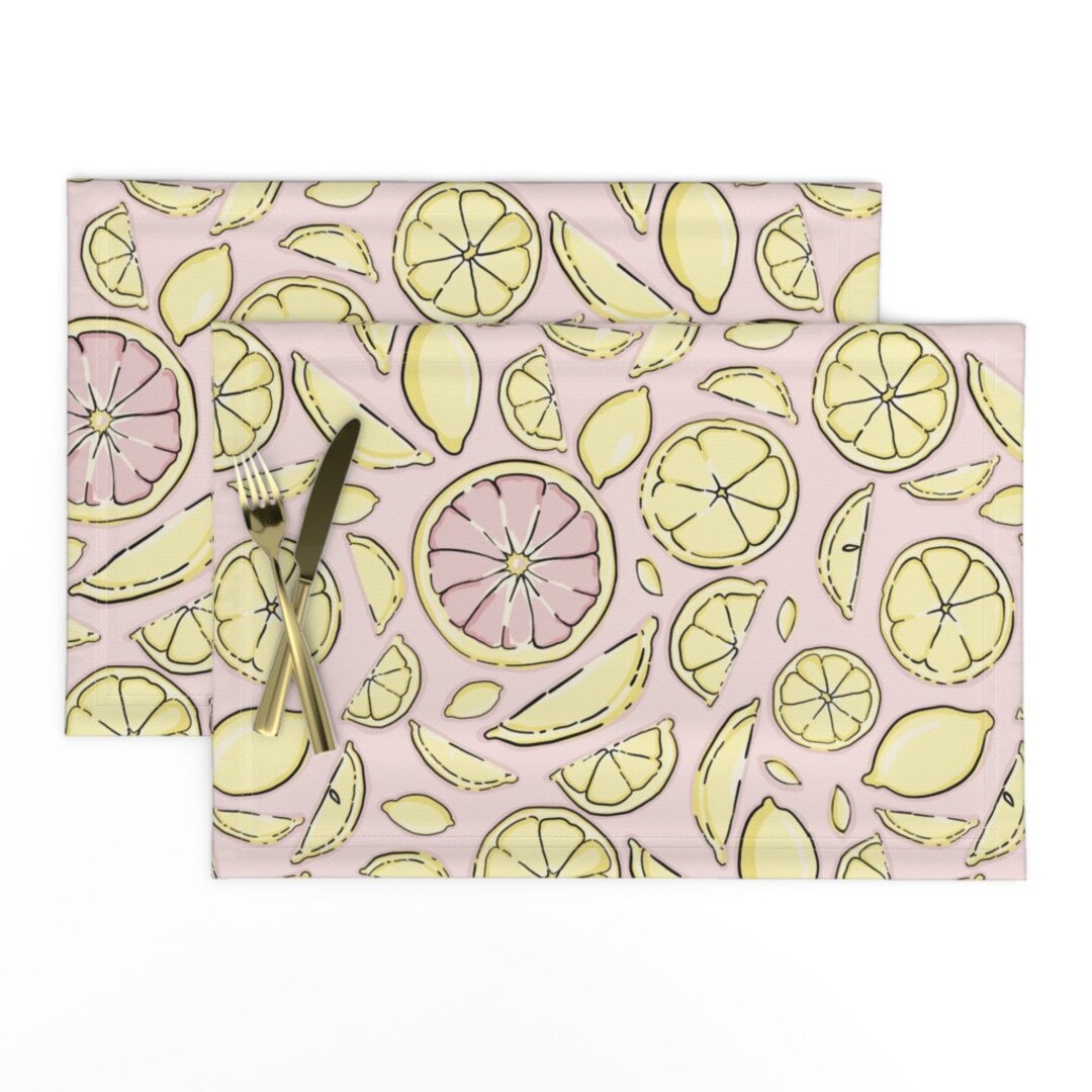Citrus Placemats set of 2 Lemons and Grapefruits by Etsy