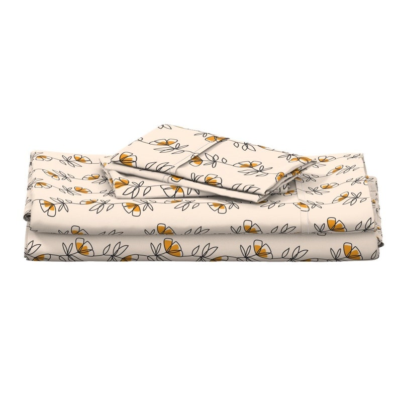 Contemporary Floral Sheets Linear Floral by Lrstudio Etsy