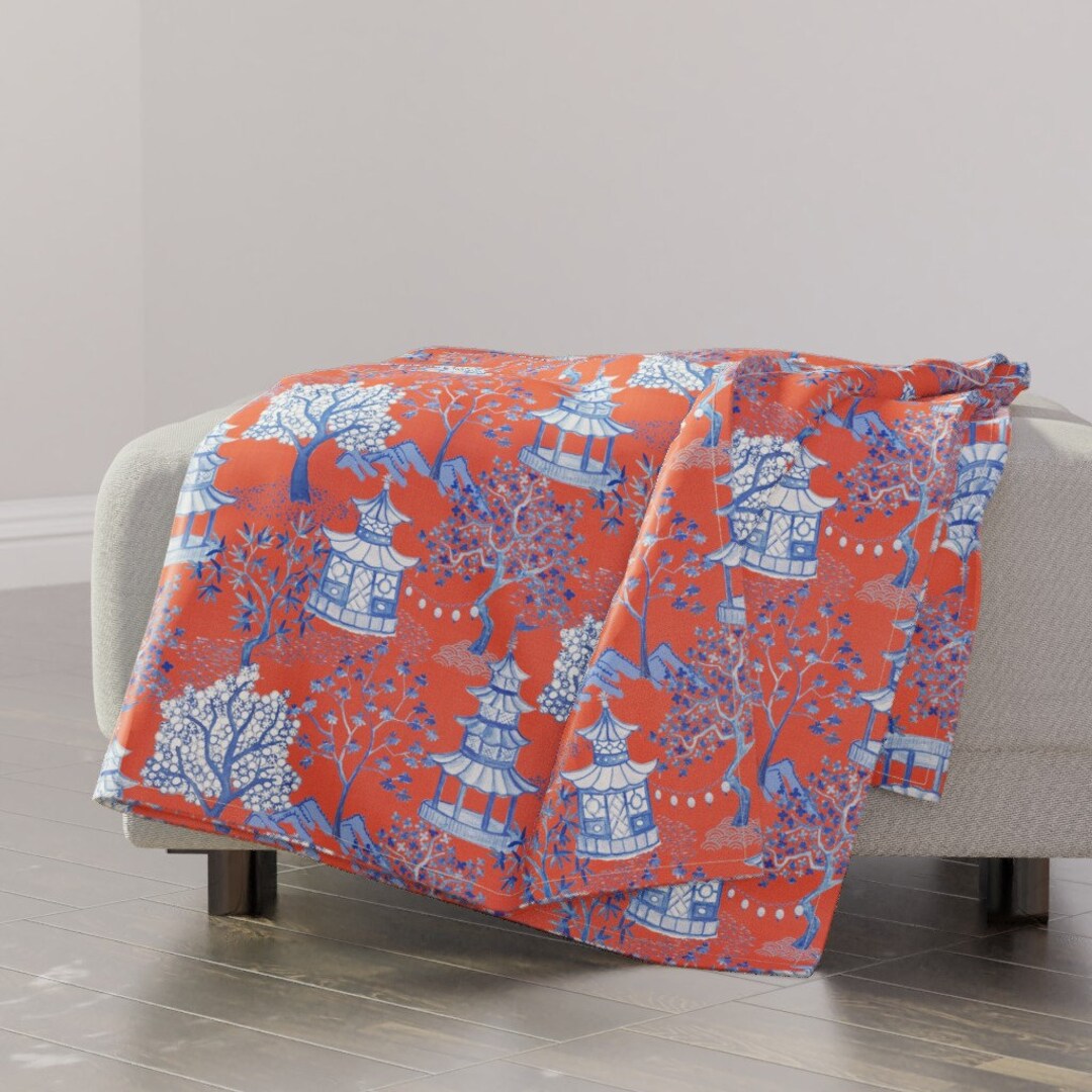 Pagoda Landscape Throw Blanket Pagoda Forest by Danika_herrick