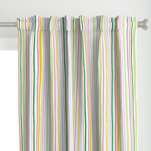 Beach Curtain Panel - Chunky Stripe by doffdoffco - Preppy Multi Color Bright Custom Curtain Panel by Spoonflower