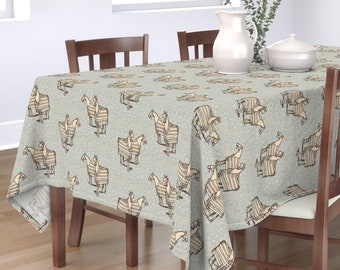Round Tablecloth Horse Brown Cowboy Pony Western Cotton Sateen Round Tablecloth Horse Brown Cowboy Pony Western Cotton Sateen
