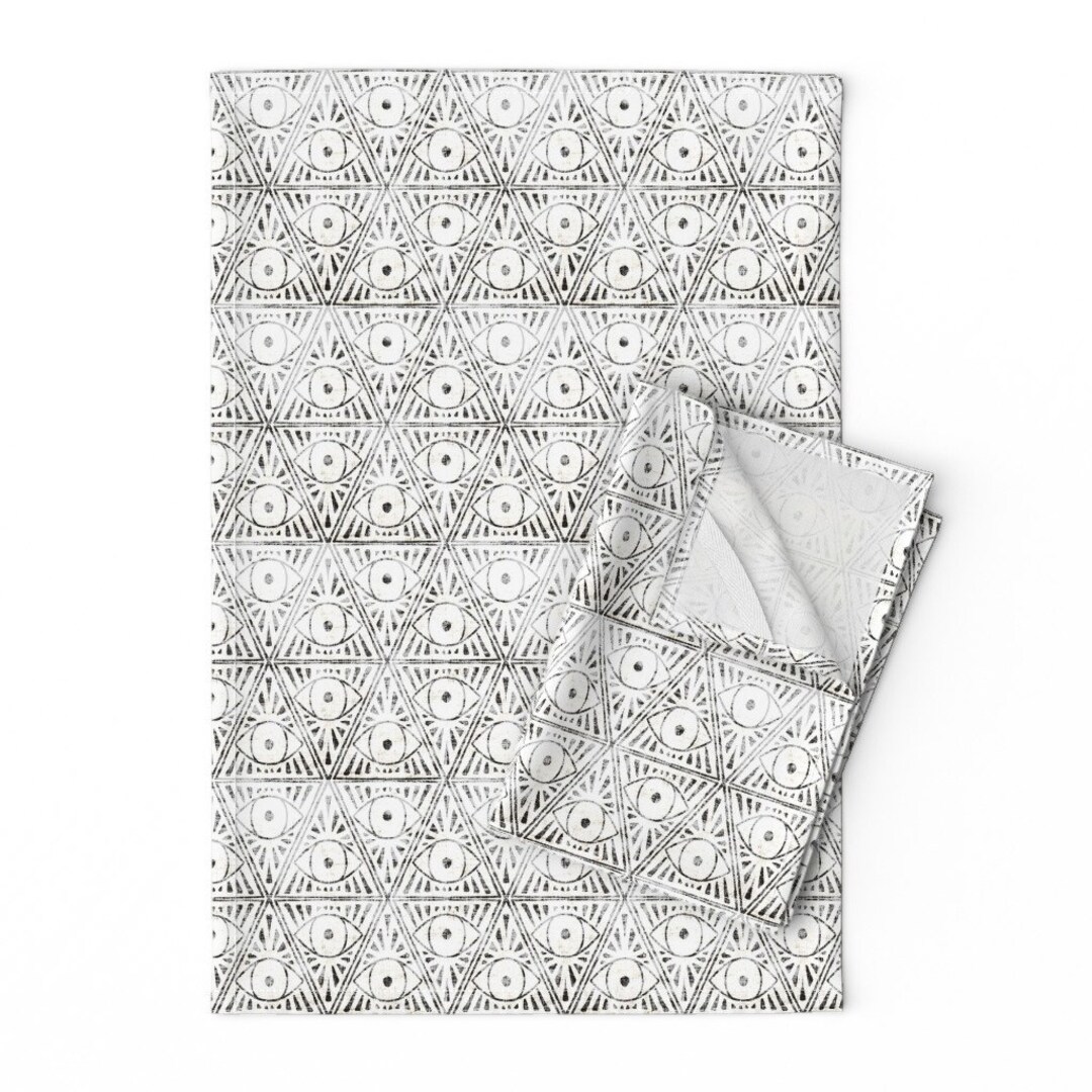Black Tea Towels set of 2 Zodiac_magic_eye_light Black and Etsy