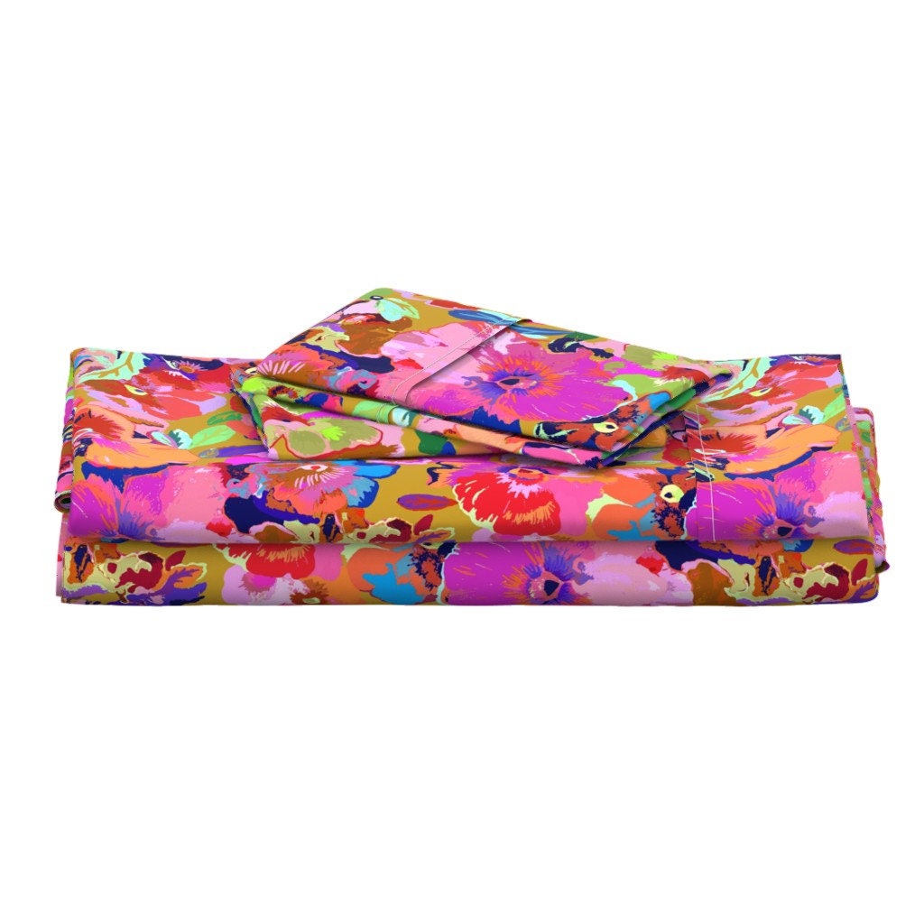 Vibrant Pink Floral Sheets Super Color Pansies by