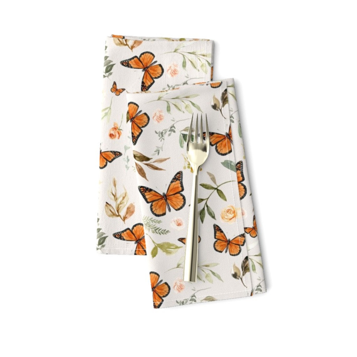 Butterfly Botanical Dinner Napkins set of 2 Monarch Etsy