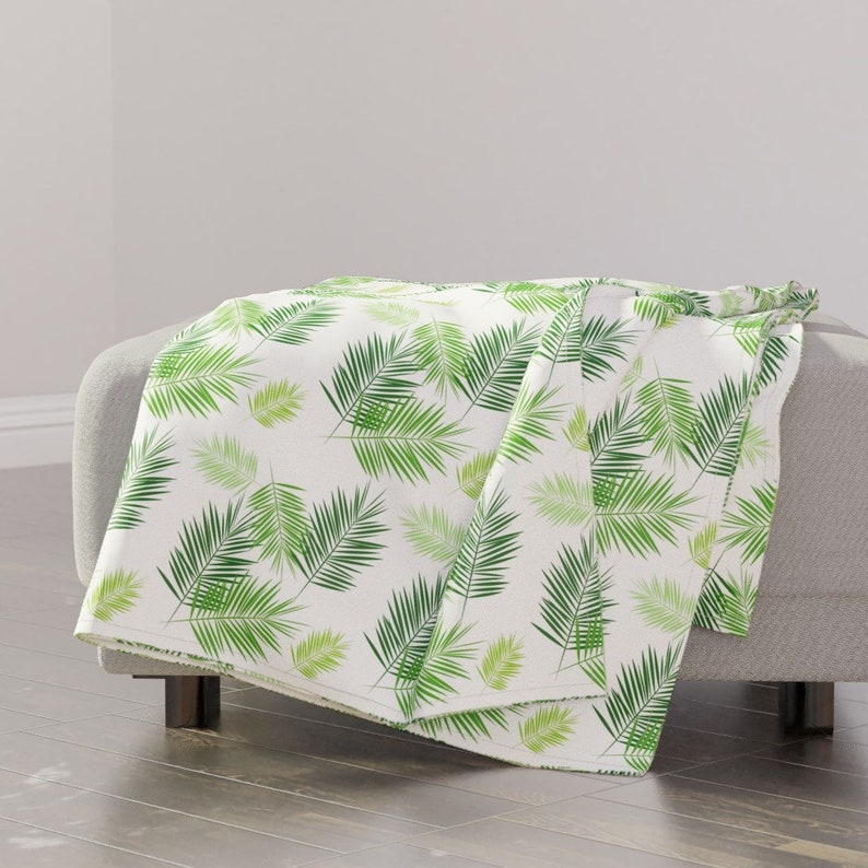 Tropical Throw Blanket Palm Leaf Greenery by Etsy