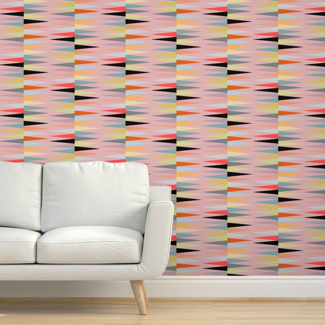 Mcm Wallpaper Dp-pink2700 by Kurtcyr Geometric Abstract | Etsy