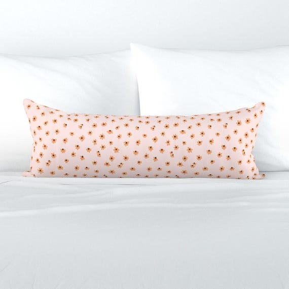 Tiny Coquette Floral XL Lumbar Pillow Orange Blush Pink Pretty