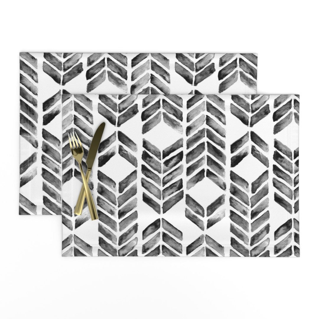 Chevron Placemats set of 2 Mosaic Black White by Etsy