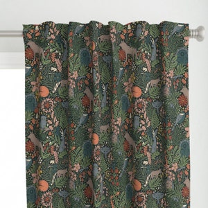 Whimsical Curtain Panel -  Fairy Door Woodland Animals Botanical Magical Moon Custom Curtain Panel - Enchanted Forest by writtenbykristen -