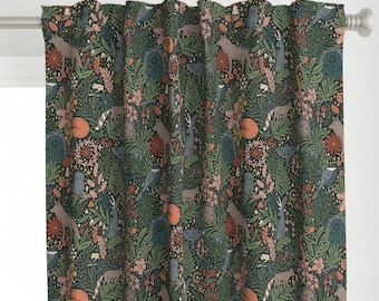 Whimsical Curtain Panel -  Fairy Door Woodland Animals Botanical Magical Moon Custom Curtain Panel - Enchanted Forest by writtenbykristen -