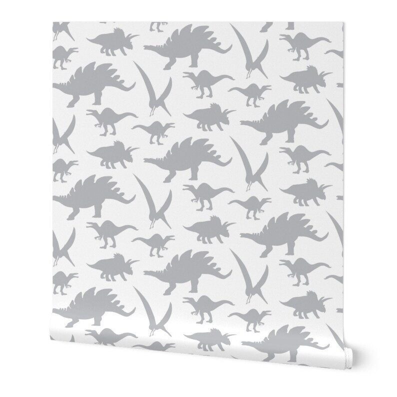 Animal Wallpaper Gray Dinosaur by Misschiffdesigns Gray Etsy
