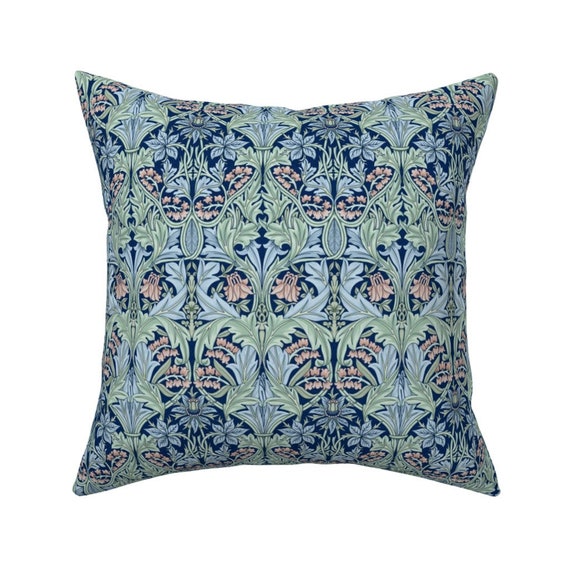 William Morris Victorian Floral Throw Pillow Cover w Optional Insert by Roostery